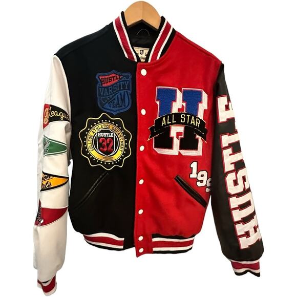 Smoke Rise Varsity Jacket Unisex Size M Multi Color Hustler Heritage Outerwear